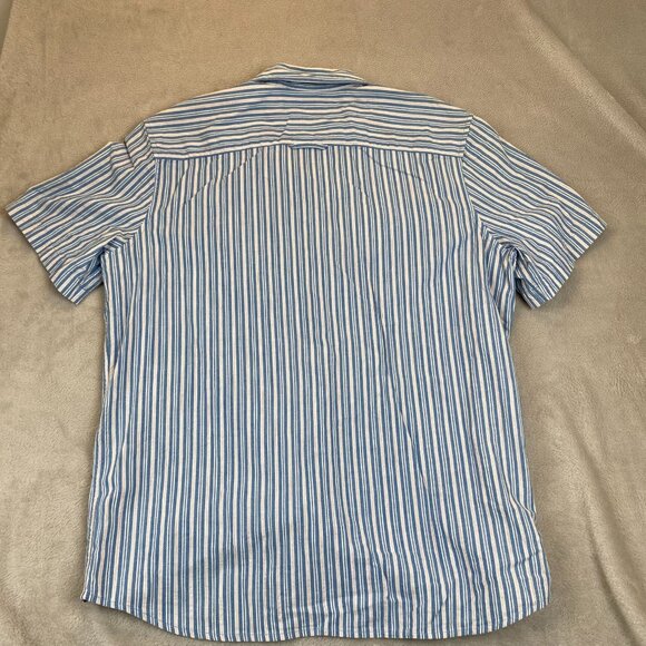 L.L. Bean Mens Shirt XL Blue Striped Short Sleeve Button-Down Slightly Fitted XL - Picture 13 of 13